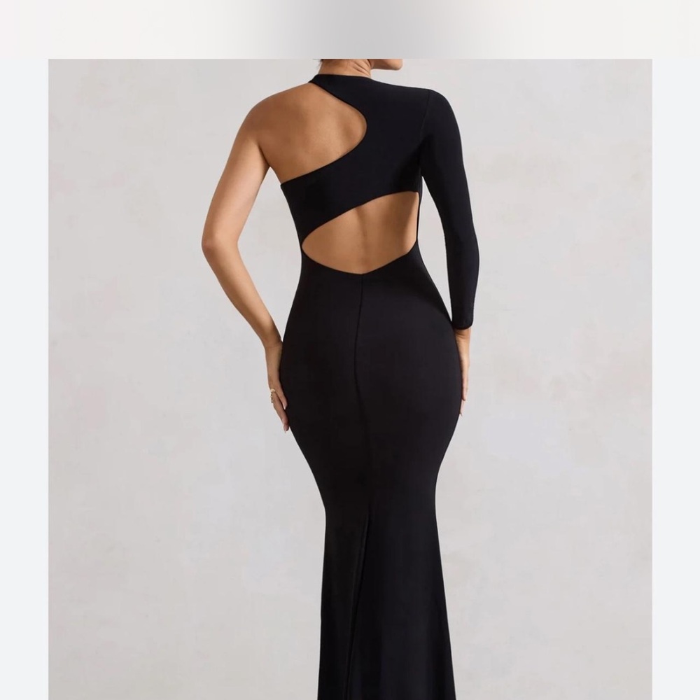 Club L London Black Asymmetric Maxi Dress - Picture 2 of 6